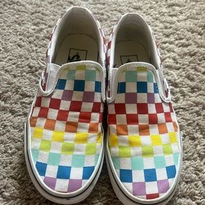 Vans rainbow checkered shoes